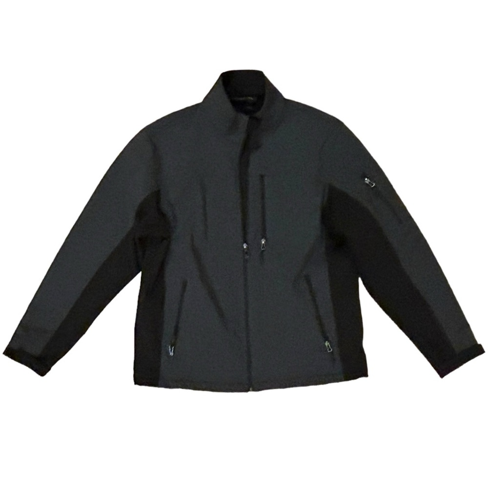 Free Country Mens Large Black Full Zip Jacket Soft Lining Water Resistant EUC